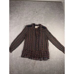 Maeve Anthropologie Womens Floral Blouse Ruffle Boho Button Front 6